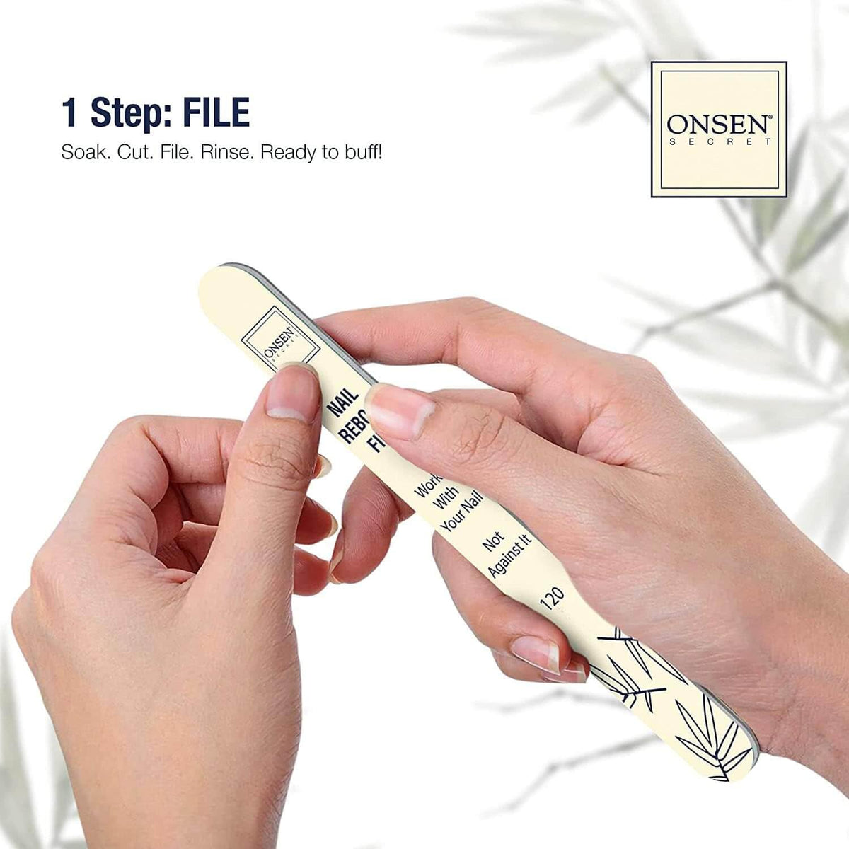 Onsen Secret Japanese Nail Care Kit - Cuticle Oil Serum | Nail Buffer and Shine Kit - Strengthening & Shining - Spa-Quality Manicure w/Organic Ingredients - Long-Lasting Shine - Easy & Safe, 1pk