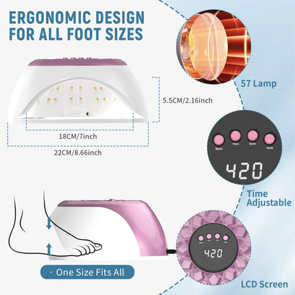 iKeener Nail Fungus Laser Device for Multiple Toenail, FDA Cleared Anti-Fungal Nail Treatment with 15 * 470nm Blue Light & 42 * 650nm Red Light, 3/5/7/10 Minutes Adjustable