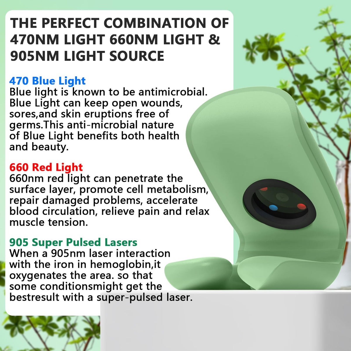 iKeener Nail Fungus Laser Treatment Device,Nail Laser Cleaning for Toenail Fingernails & Onychomycosis,Home Use Nail-Fungus Remover by 470nm Blue Light+660nm Red Light+905nm Infrared Light (Green)