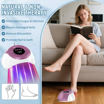 iKeener Nail Fungus Laser Device for Multiple Toenail, FDA Cleared Anti-Fungal Nail Treatment with 15 * 470nm Blue Light & 42 * 650nm Red Light, 3/5/7/10 Minutes Adjustable