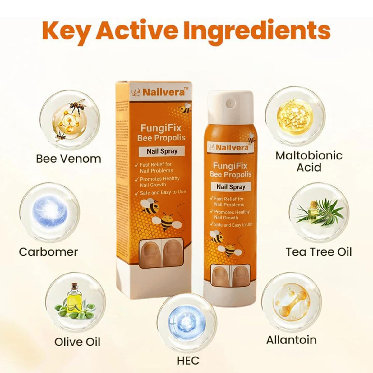 Nailvera Nail Fungal Treatment Spray, 2026 Best Nailvera Fungifix Bee Propolis & Bee Venom Nail Repair Spray, Antifungal Nail Fungus Treatment, Clear Nail Treatment for Toenail and Fingernail (2 Pcs)