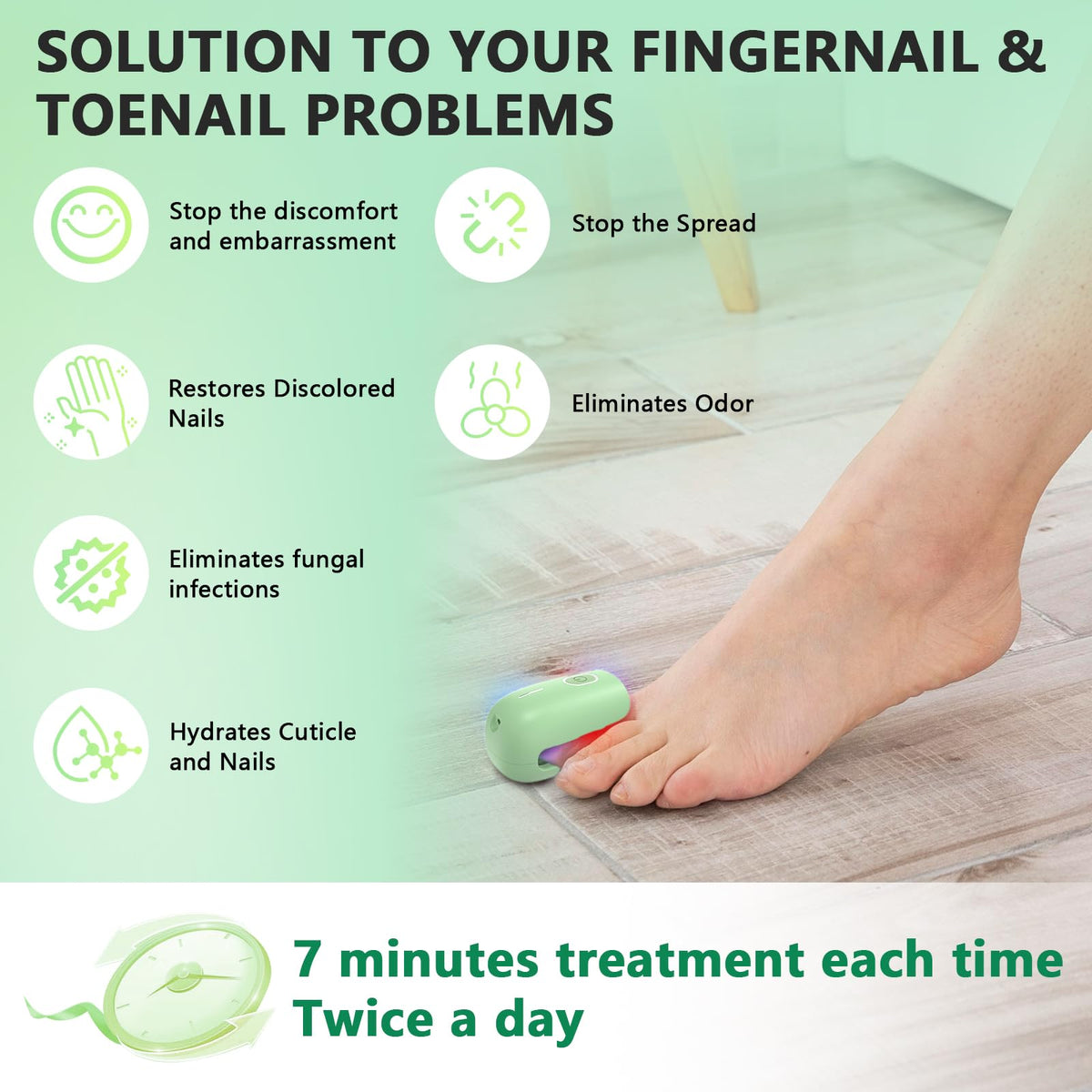 iKeener Nail Fungus Laser Treatment Device,Nail Laser Cleaning for Toenail Fingernails & Onychomycosis,Home Use Nail-Fungus Remover by 470nm Blue Light+660nm Red Light+905nm Infrared Light (Green)